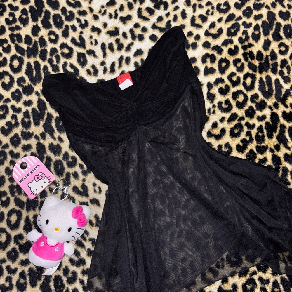 vintage black mesh asymmetrical tube top (limited time SALE)